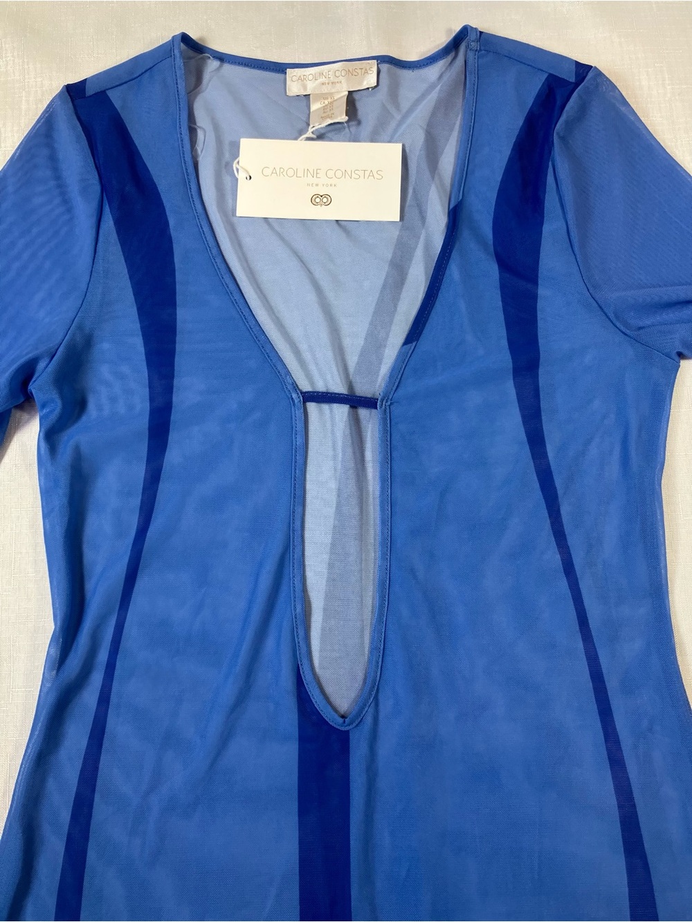 NWT STUNNING! Caroline Constas Sheer Maxi Swim Cover Up, Cobalt Blue, Size XS - Picture 13 of 16